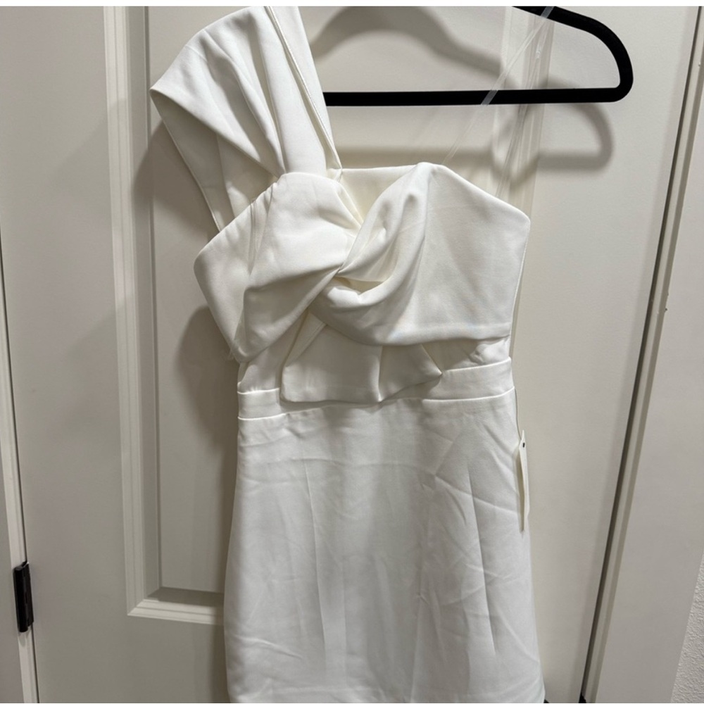 American Threads White One-Shoulder Dress